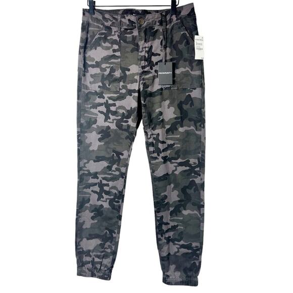 PROSPERITY DENIM GREY CAMO WOMEN JOGGER STYLE PANTS LARGE BRAND NEW WITH TAGS - Picture 1 of 8